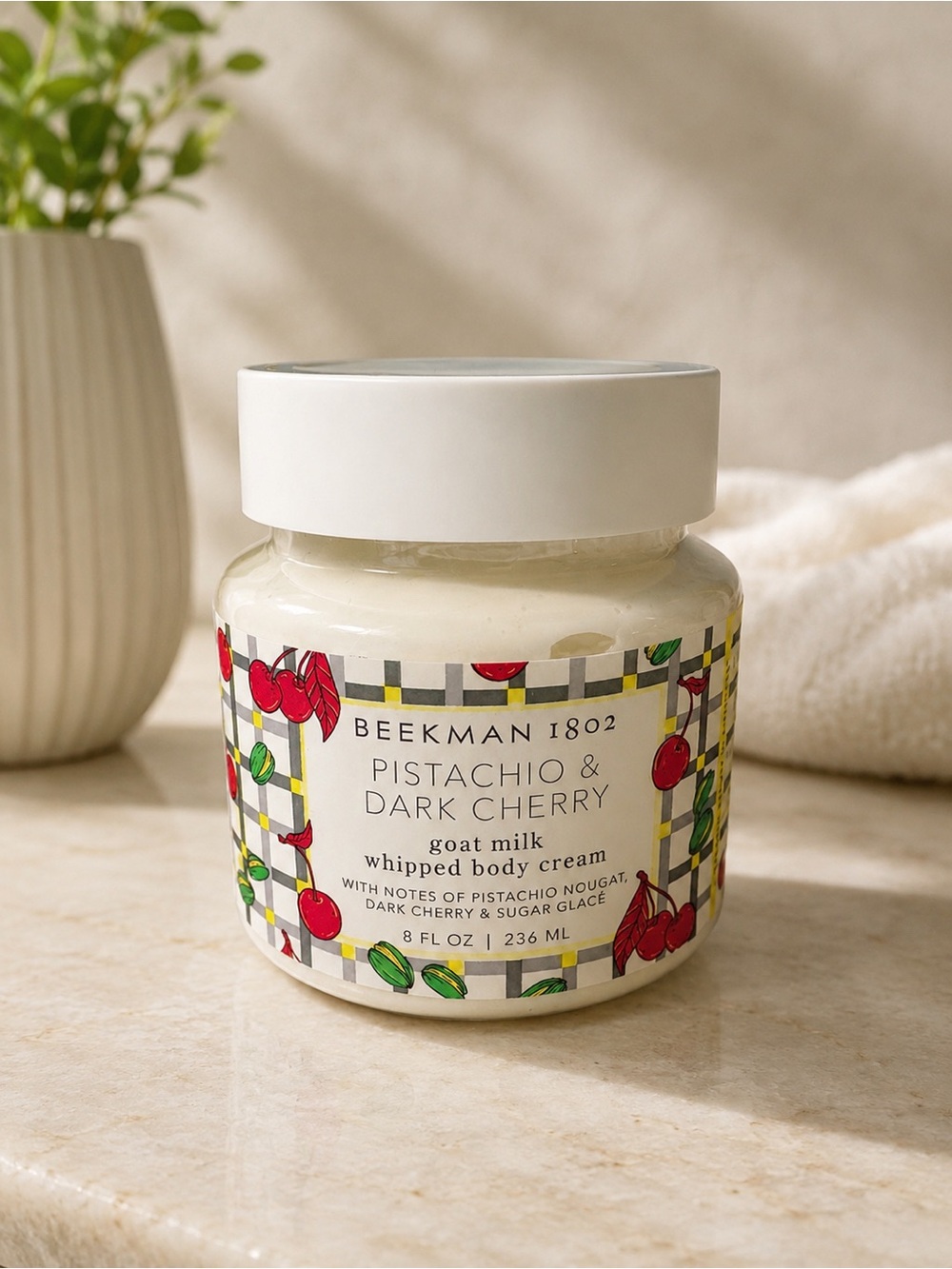 Beekman 1802 Pistachio & Dark Cherry Goat Milk Whipped Body Cream 8 oz | NEW